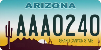 AZ license plate AAA0240