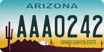 AZ license plate AAA0242