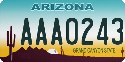 AZ license plate AAA0243