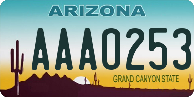 AZ license plate AAA0253