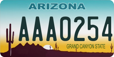AZ license plate AAA0254