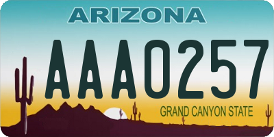 AZ license plate AAA0257