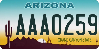 AZ license plate AAA0259