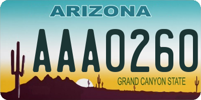 AZ license plate AAA0260