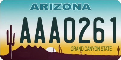 AZ license plate AAA0261