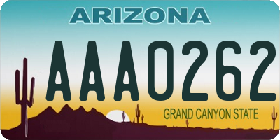 AZ license plate AAA0262
