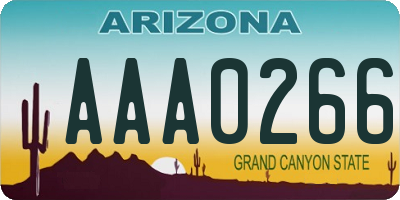 AZ license plate AAA0266