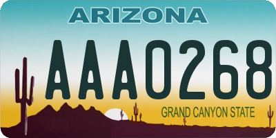 AZ license plate AAA0268