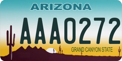 AZ license plate AAA0272