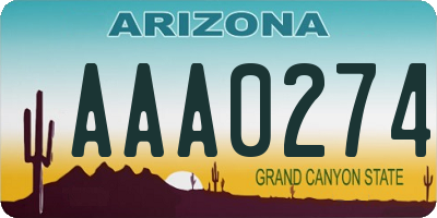 AZ license plate AAA0274