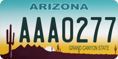 AZ license plate AAA0277