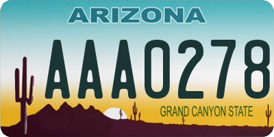 AZ license plate AAA0278