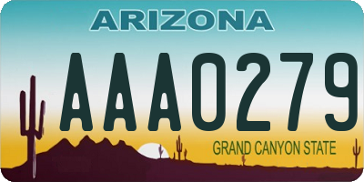 AZ license plate AAA0279