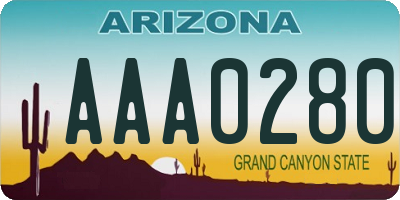 AZ license plate AAA0280