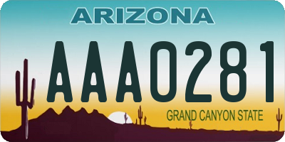 AZ license plate AAA0281