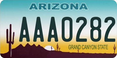 AZ license plate AAA0282