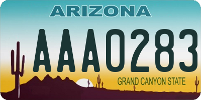 AZ license plate AAA0283