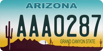 AZ license plate AAA0287