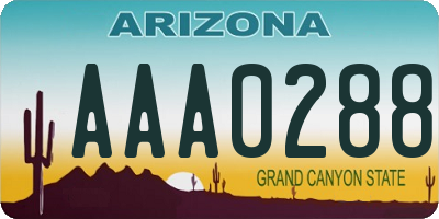 AZ license plate AAA0288