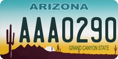 AZ license plate AAA0290