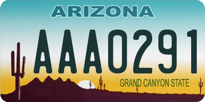 AZ license plate AAA0291