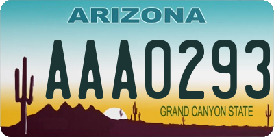 AZ license plate AAA0293