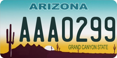 AZ license plate AAA0299