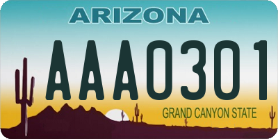 AZ license plate AAA0301