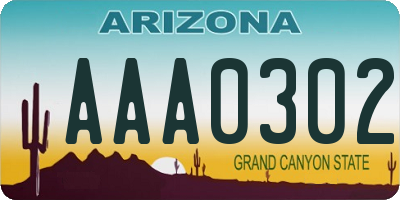 AZ license plate AAA0302