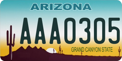 AZ license plate AAA0305