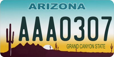 AZ license plate AAA0307