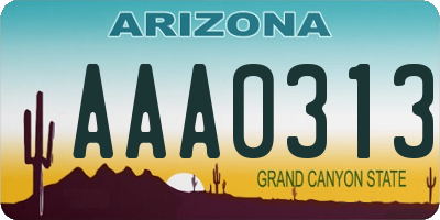 AZ license plate AAA0313