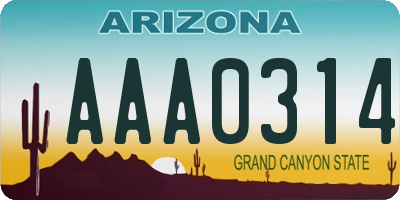 AZ license plate AAA0314