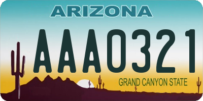 AZ license plate AAA0321