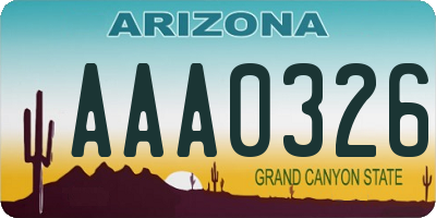 AZ license plate AAA0326