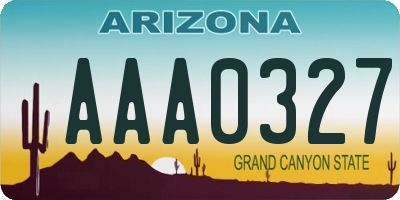 AZ license plate AAA0327