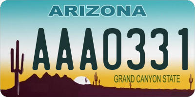 AZ license plate AAA0331