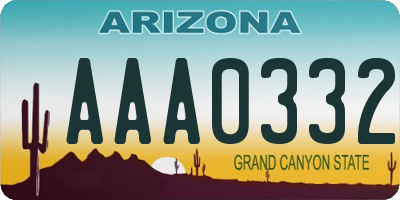 AZ license plate AAA0332