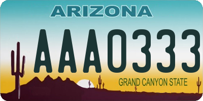 AZ license plate AAA0333