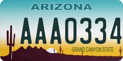 AZ license plate AAA0334