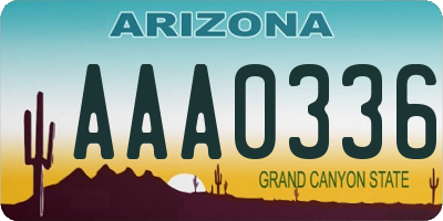 AZ license plate AAA0336