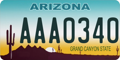 AZ license plate AAA0340