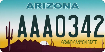 AZ license plate AAA0342