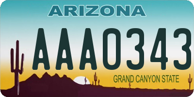 AZ license plate AAA0343