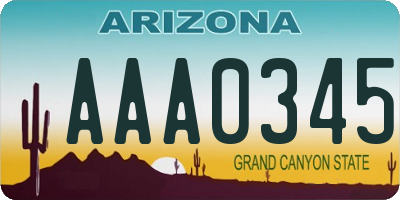 AZ license plate AAA0345