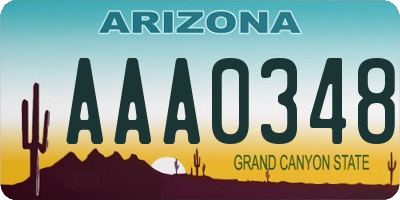 AZ license plate AAA0348