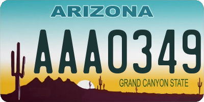 AZ license plate AAA0349