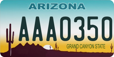 AZ license plate AAA0350