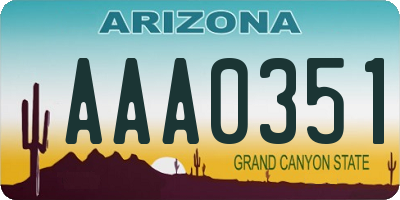 AZ license plate AAA0351