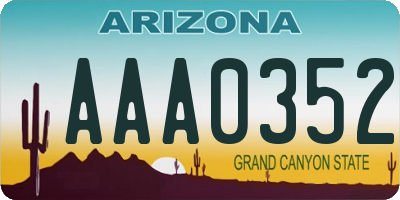 AZ license plate AAA0352